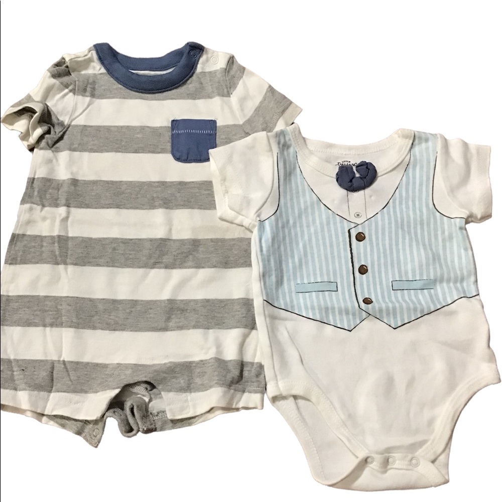 Baby gap white and gray with pocket and little treasure white and blue 3-6 month